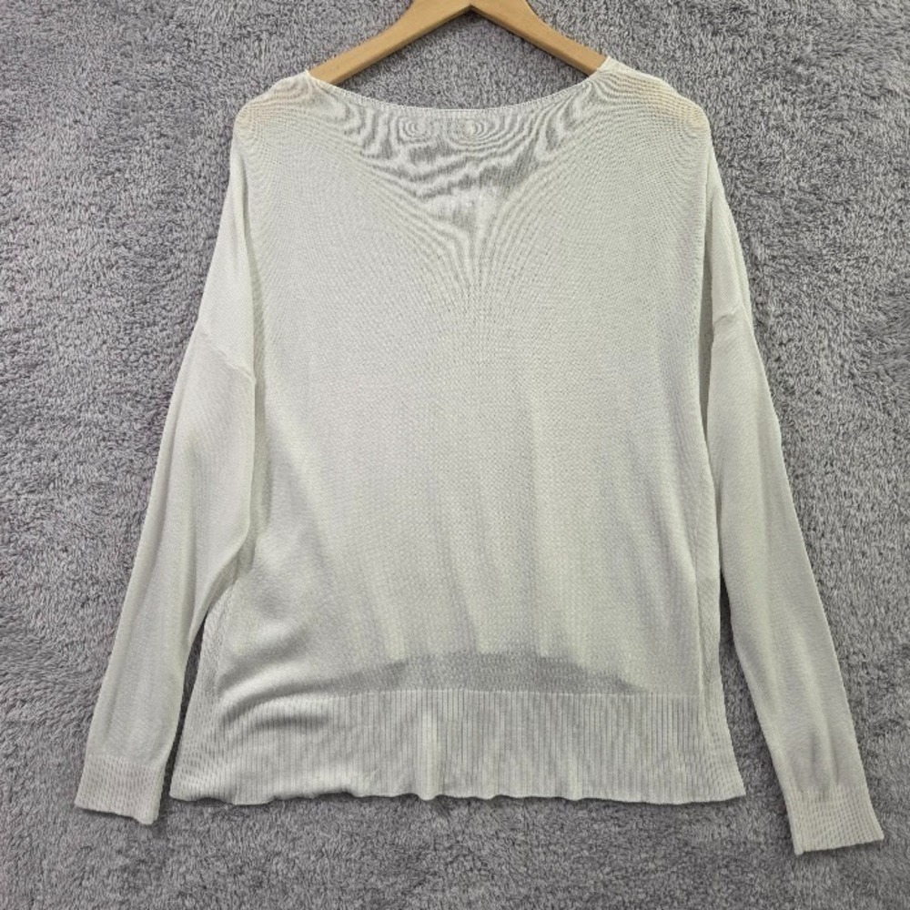 Gigi Moda Oversized Sweater Large White Gold Metallic Paint Drip Boxy Soft Italy - Picture 8 of 9